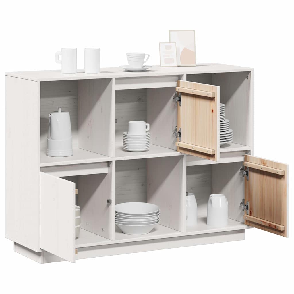 Sideboard Weiß 110,5x35x80 cm Massivholz Kiefer