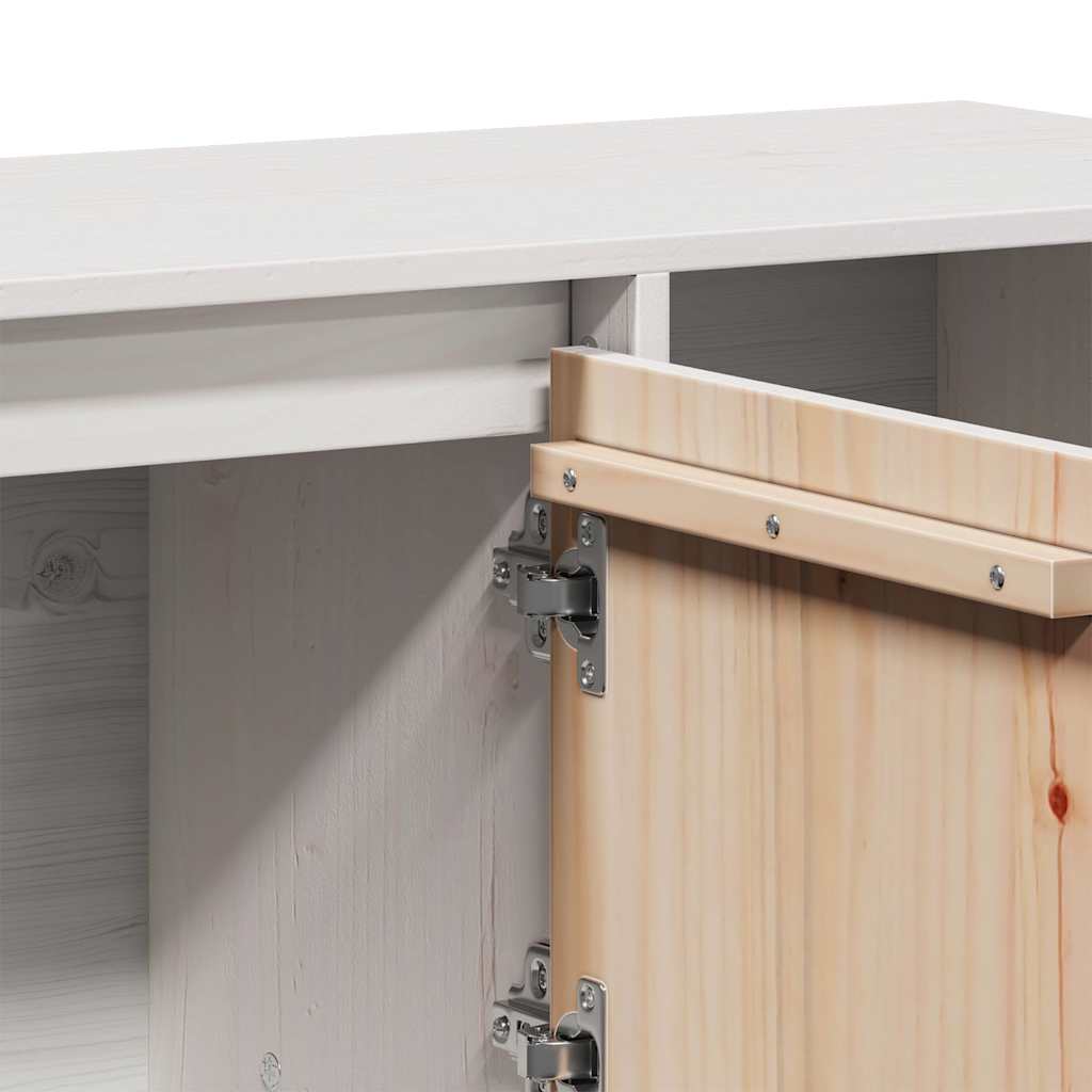 Sideboard Weiß 110,5x35x80 cm Massivholz Kiefer