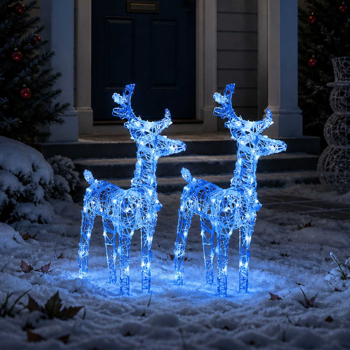 LED-Rentiere 2 Stk. Blau 80 LEDs Acryl