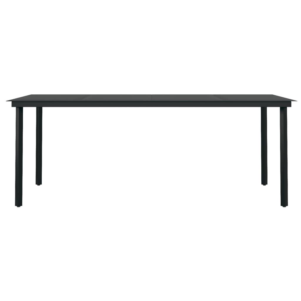 Table à manger de jardin noire 200x100x74 cm acier et verre