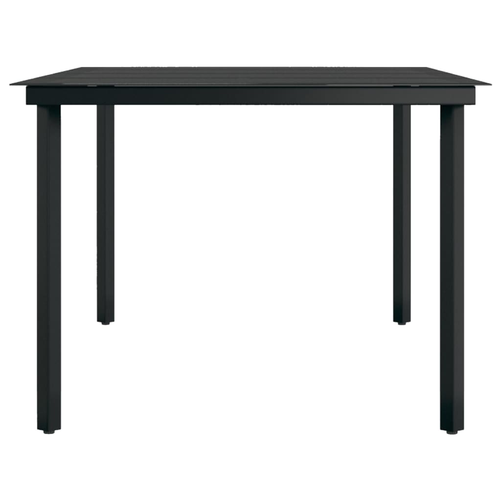 Table à manger de jardin noire 200x100x74 cm acier et verre