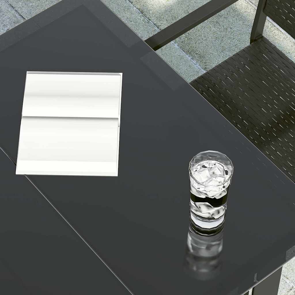 Garten-Esstisch Schwarz 200x100x74 cm Stahl und Glas