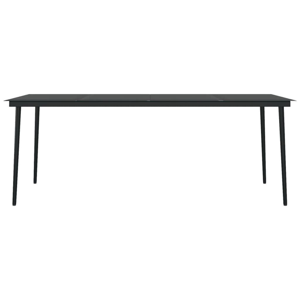 Table à manger de jardin noire 200x100x74 cm acier et verre