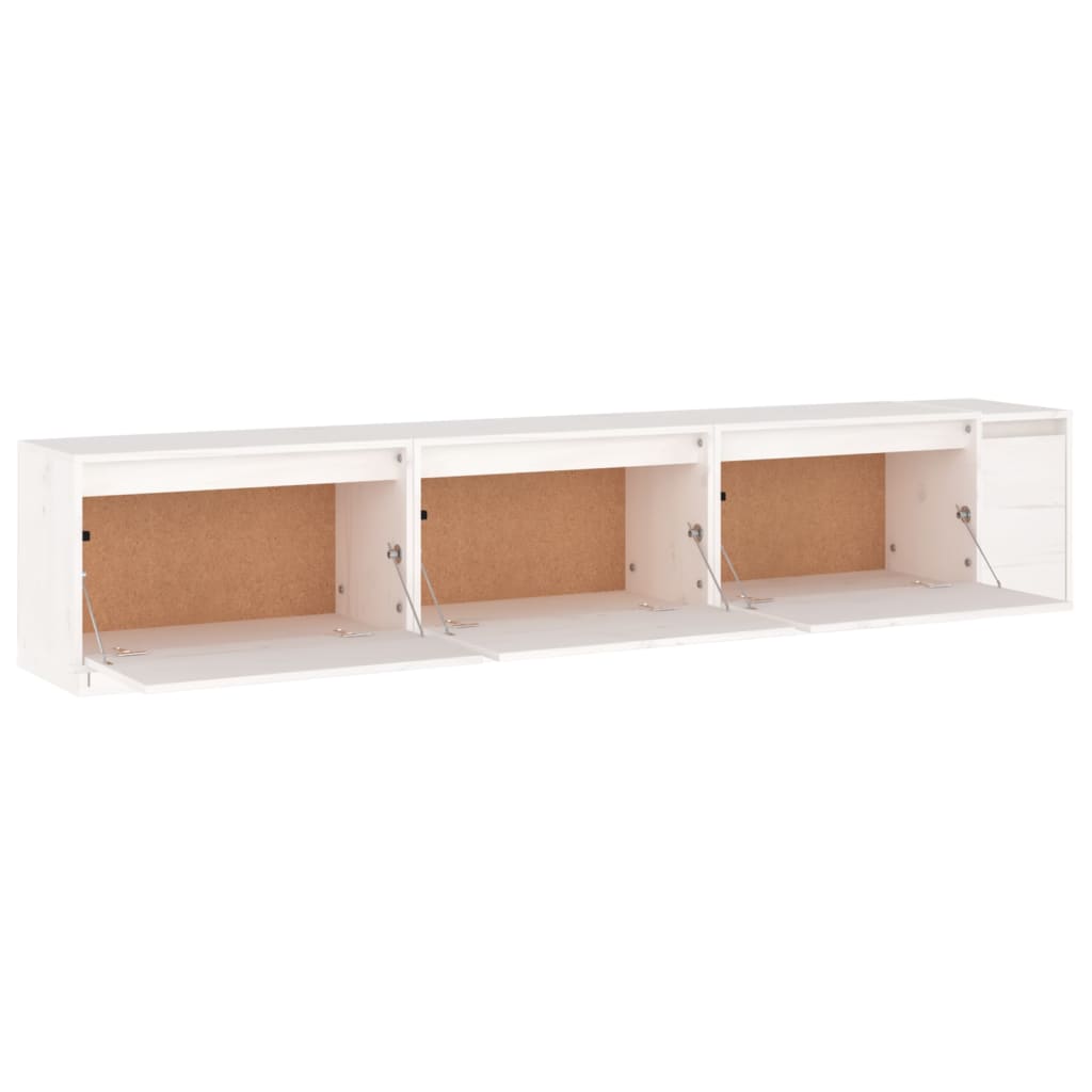 Meubles TV 3 pièces en pin massif blanc