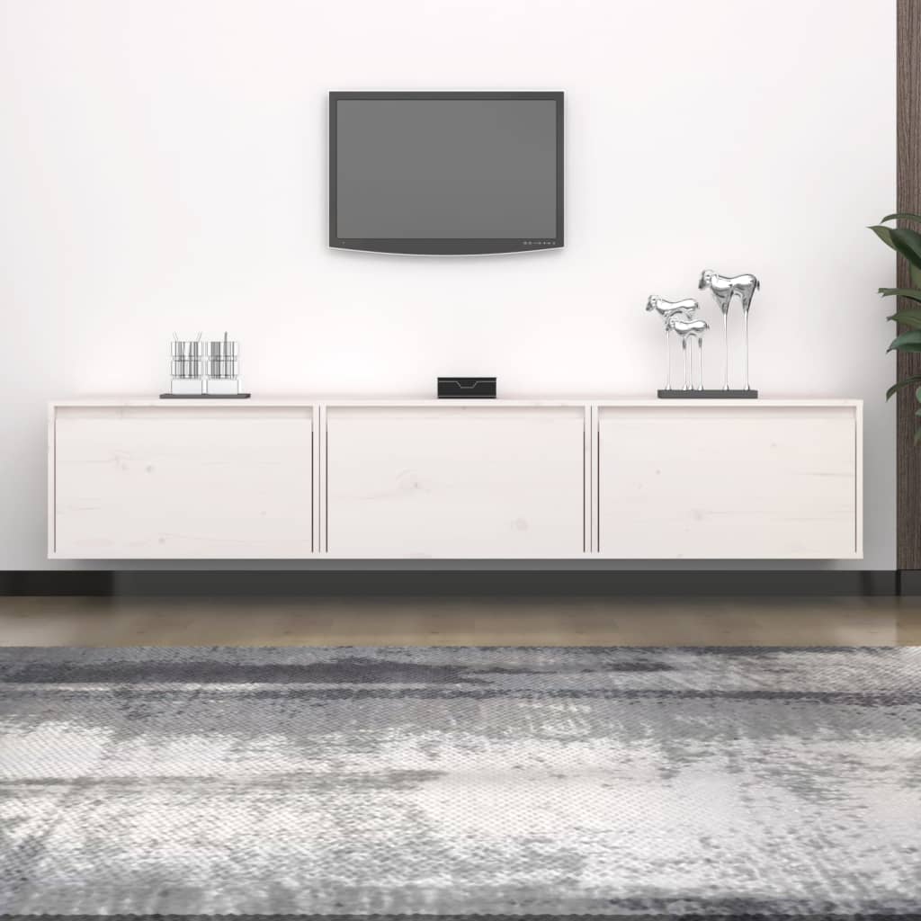 Meubles TV 3 pièces en pin massif blanc