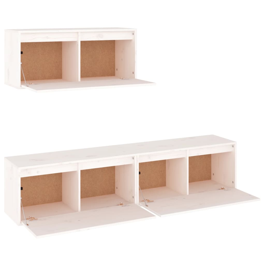 Meubles TV 3 pièces en pin massif blanc