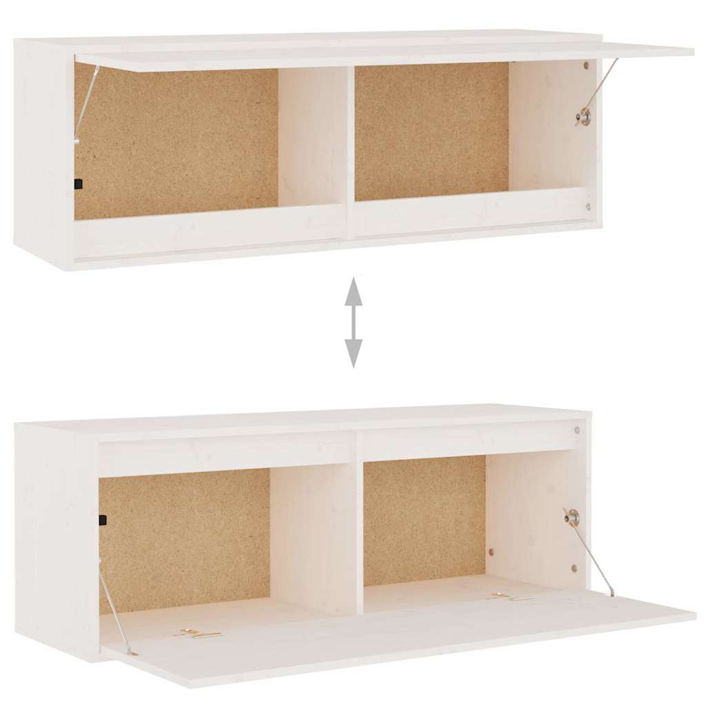 3-teiliges TV-Schrank-Set Weißes Massivholz Kiefer