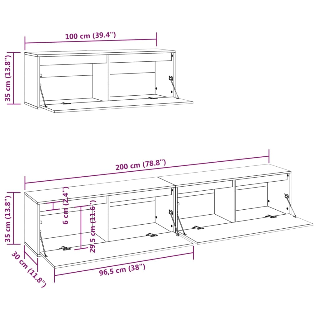 3-teiliges TV-Schrank-Set Weißes Massivholz Kiefer