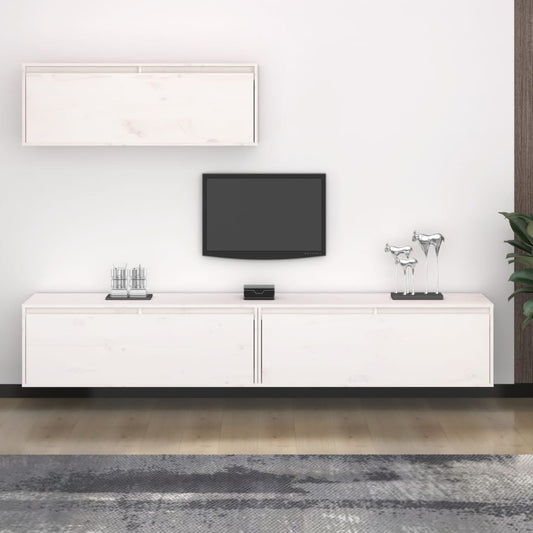 Ensemble de meubles TV 3 pièces en pin massif blanc