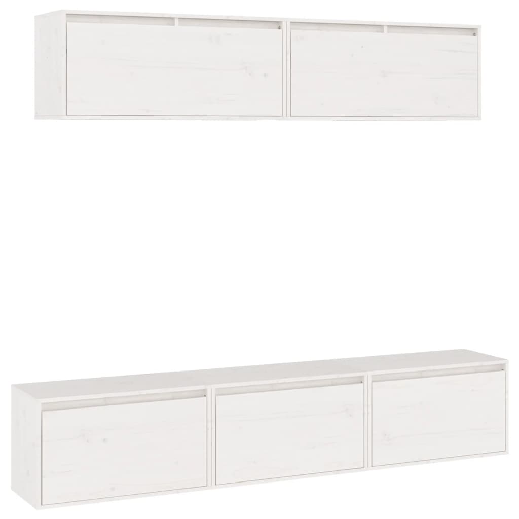 Meubles TV 5 pièces en pin massif blanc