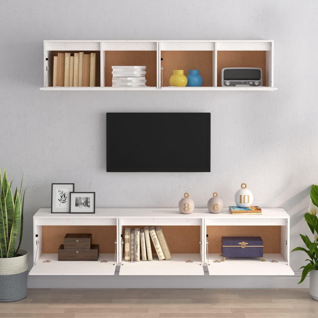 Meubles TV 5 pièces en pin massif blanc