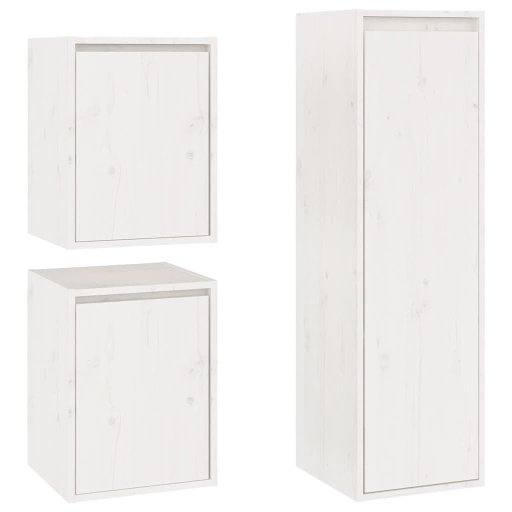 Meubles TV 3 pièces en pin massif blanc