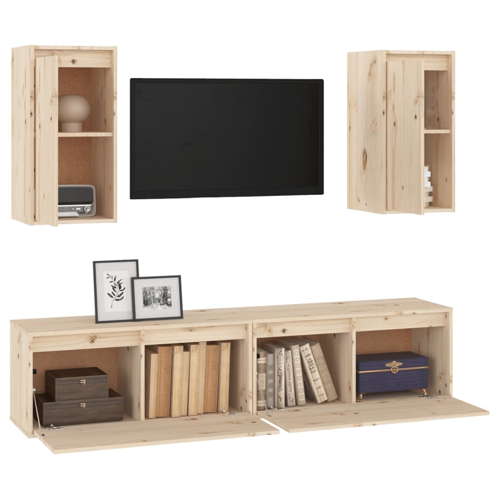 Meubles TV 4 pièces en pin massif