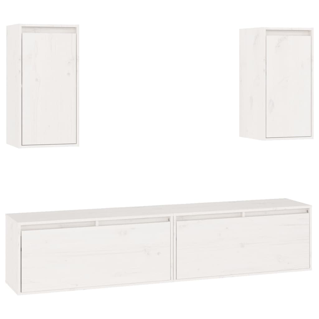 Meubles TV 4 pièces en pin massif blanc