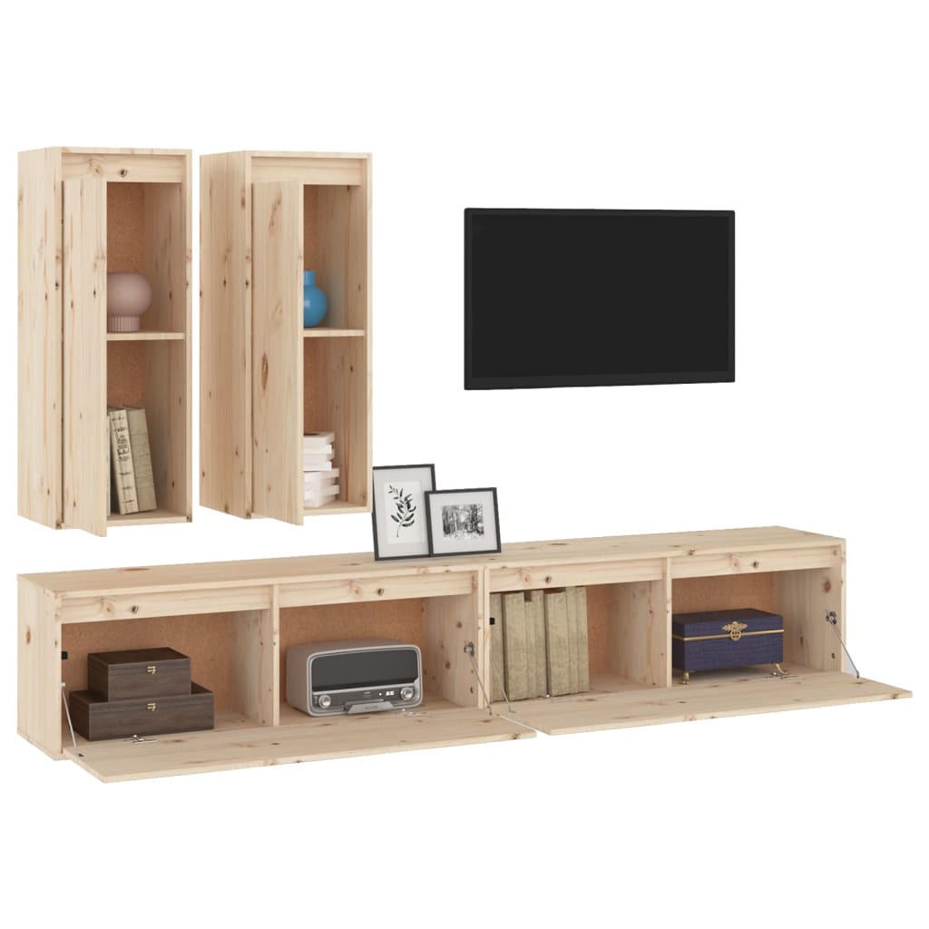 Meubles TV 4 pièces en pin massif