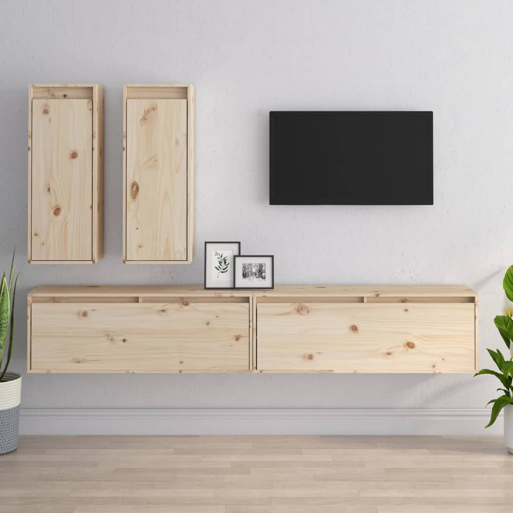 Meubles TV 4 pièces en pin massif