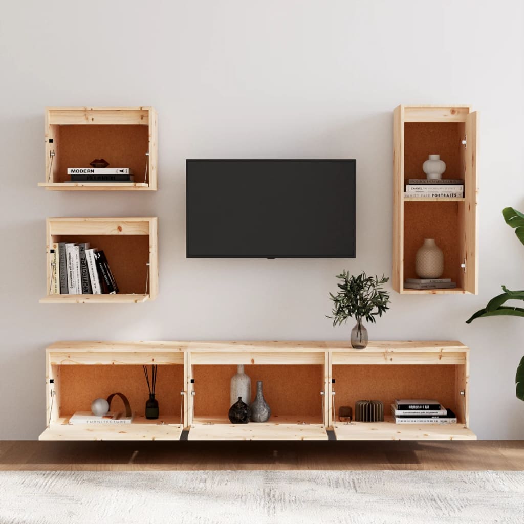 Meubles TV 6 pièces en pin massif