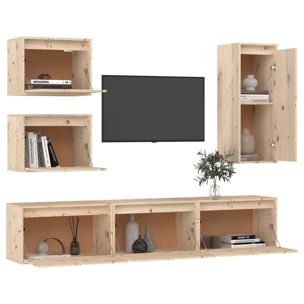 Meubles TV 6 pièces en pin massif