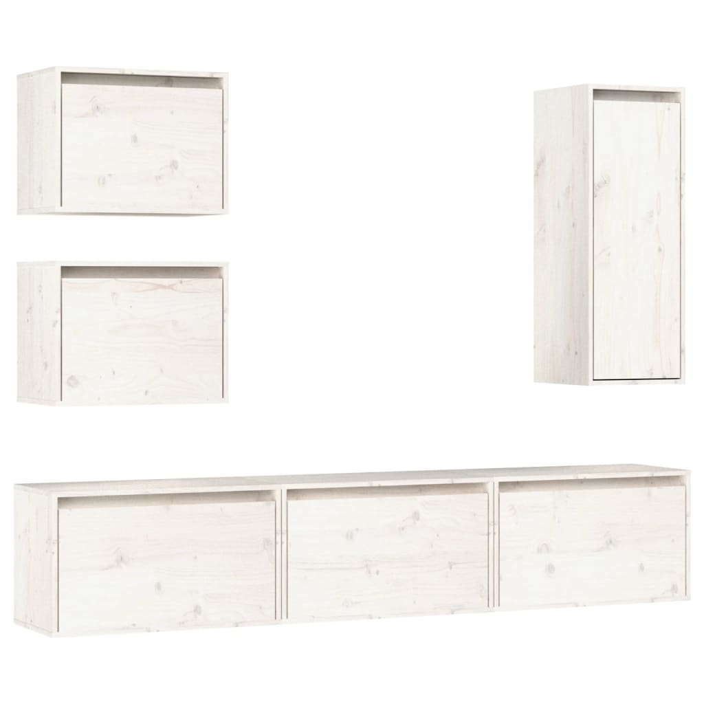 Meubles TV 6 pièces en pin massif blanc