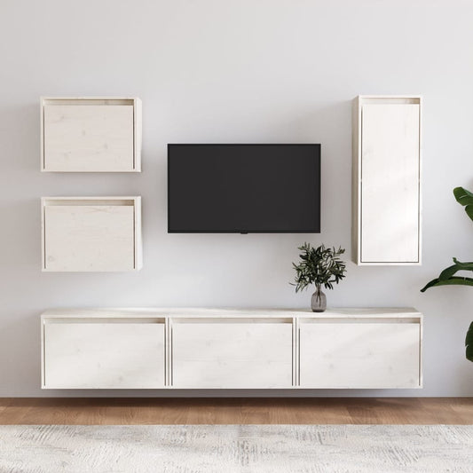 Meubles TV 6 pièces en pin massif blanc