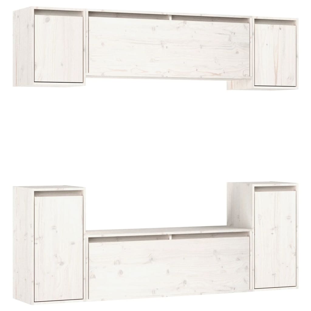 Meubles TV 6 pièces en pin massif blanc