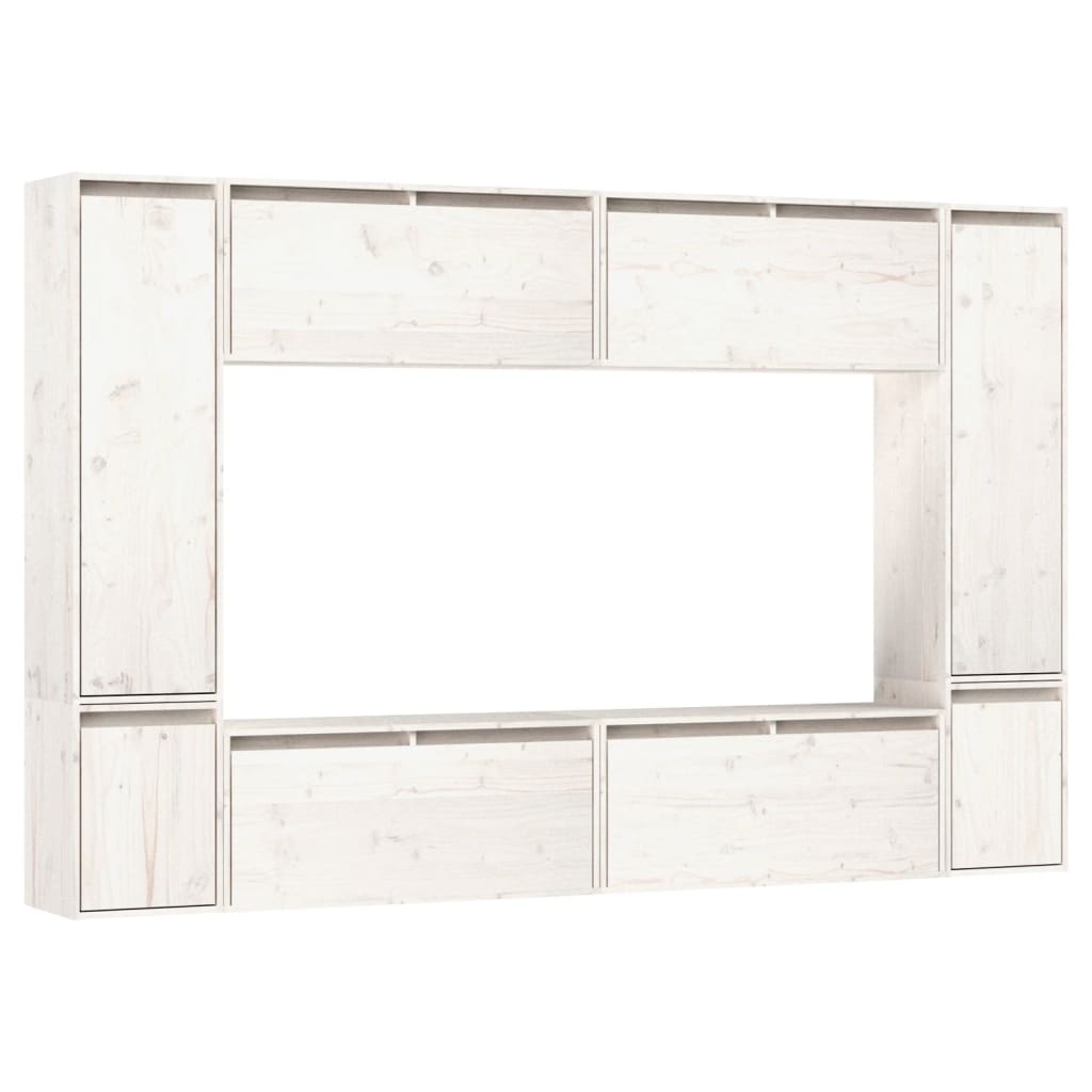 Meubles TV 8 pièces en pin massif blanc