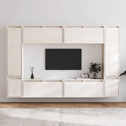 Meubles TV 8 pièces en pin massif blanc