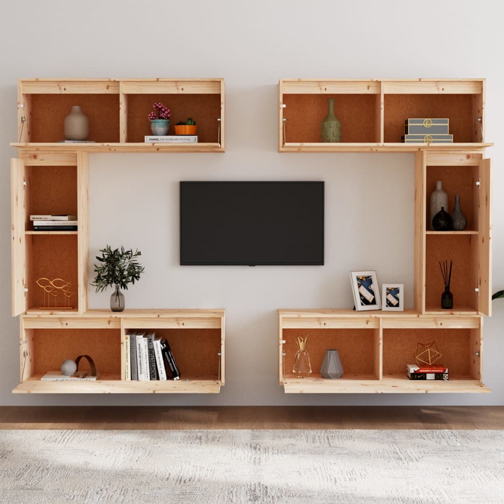 Meubles TV 6 pièces en pin massif