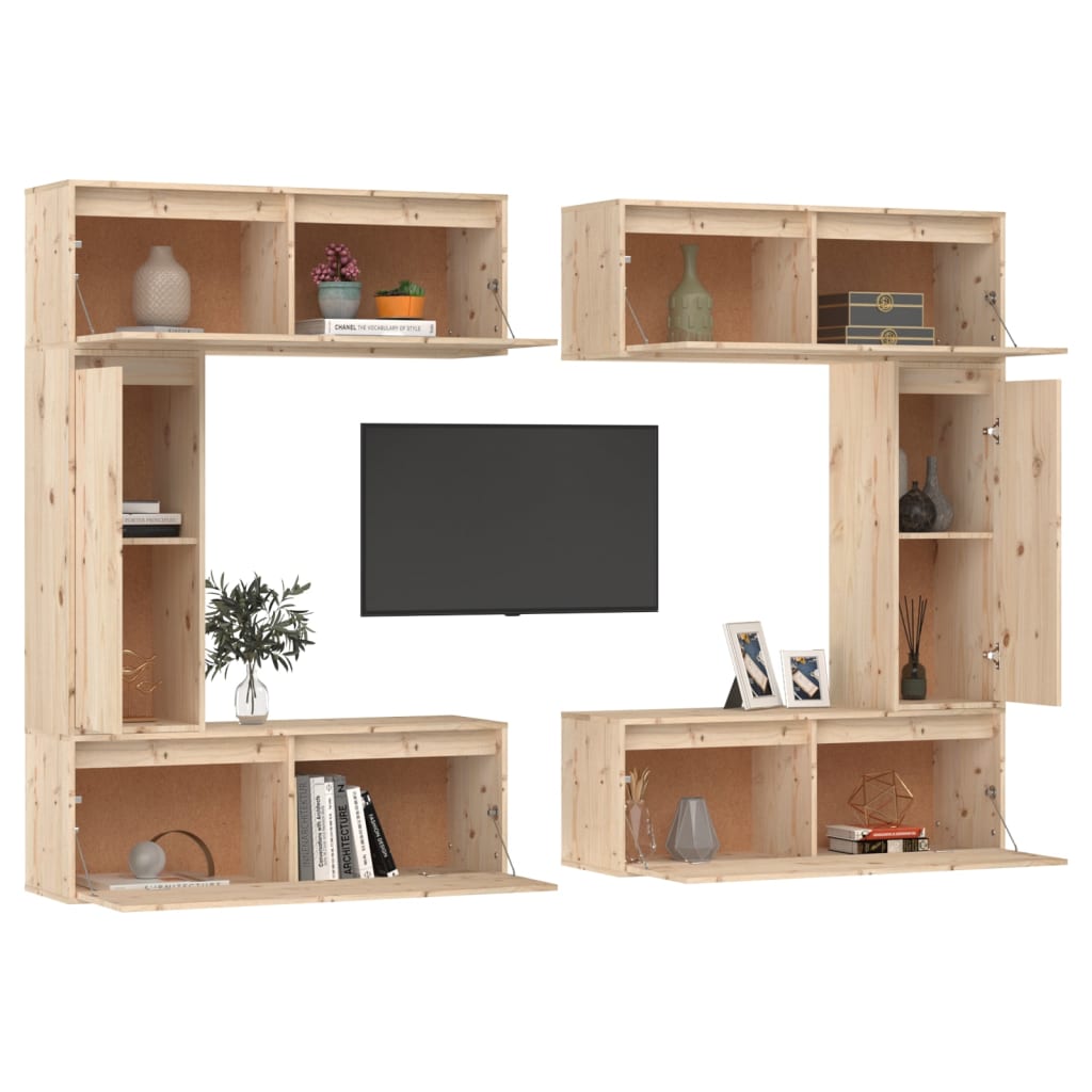 Meubles TV 6 pièces en pin massif