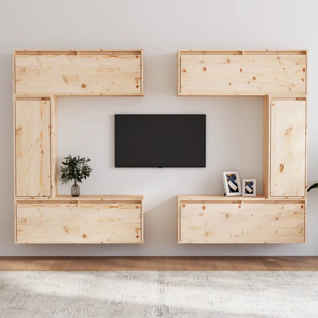 Meubles TV 6 pièces en pin massif