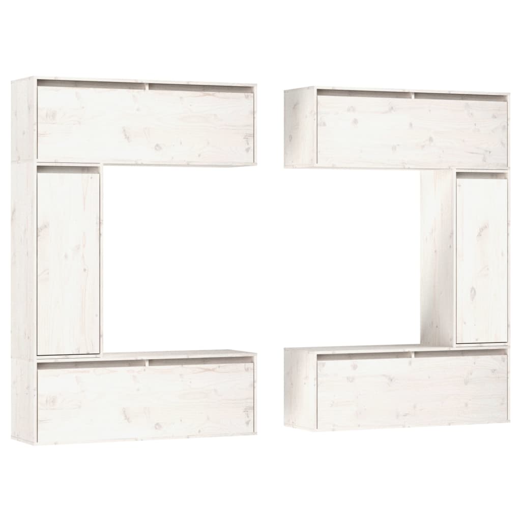 Meubles TV 6 pièces en pin massif blanc