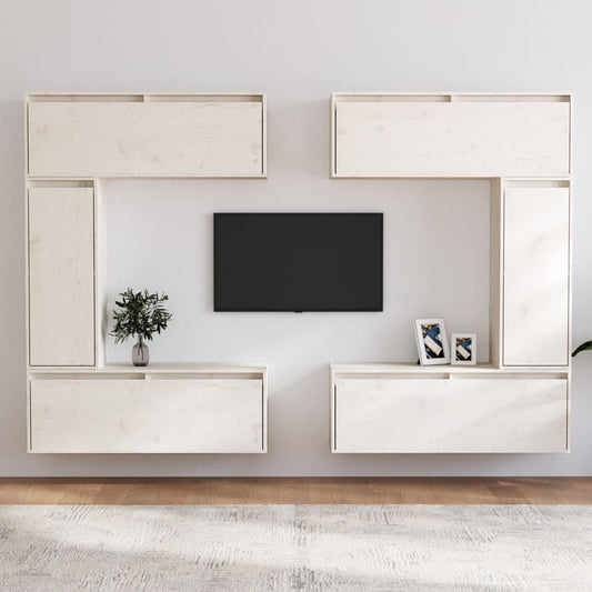 Meubles TV 6 pièces en pin massif blanc