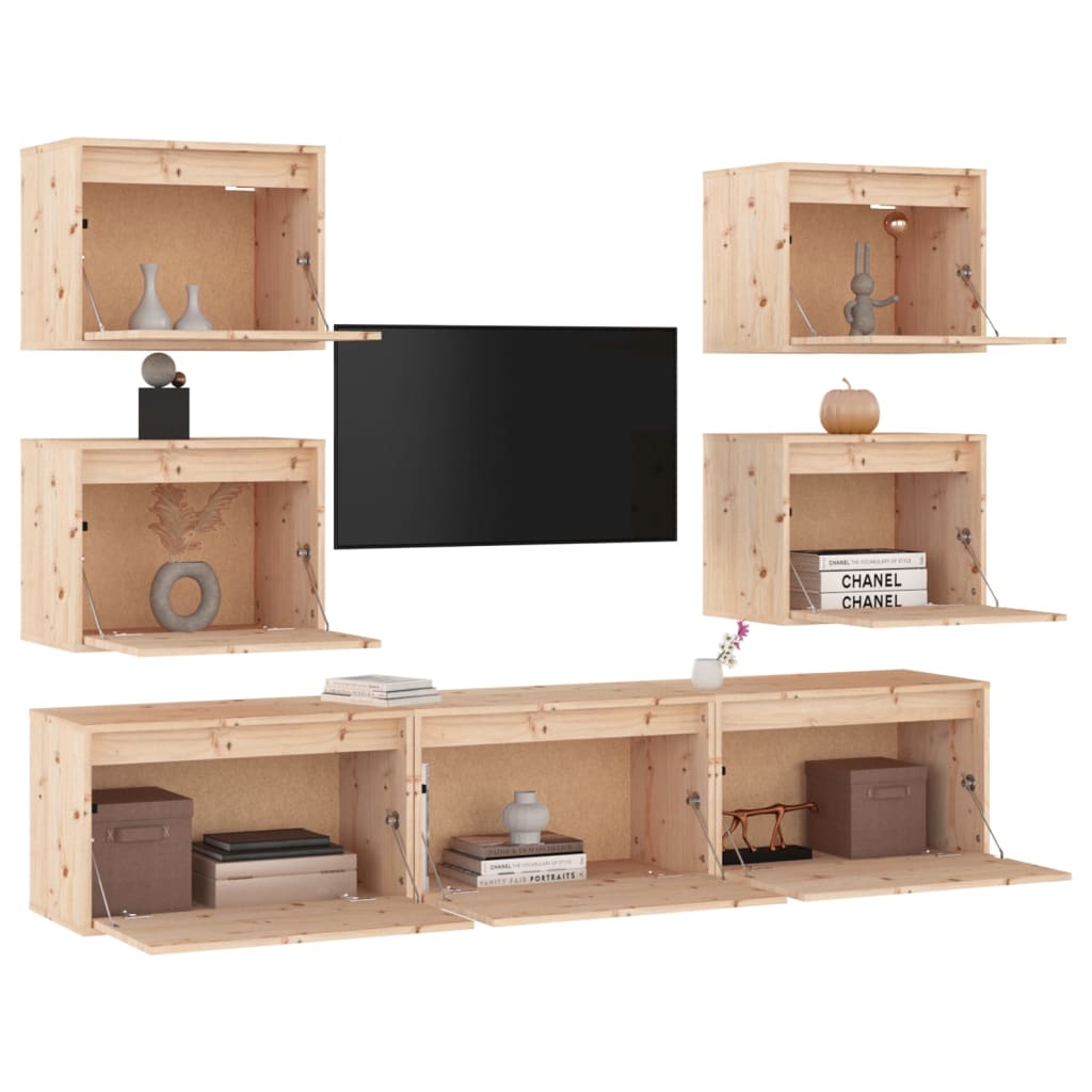 Meubles TV 7 pièces en pin massif