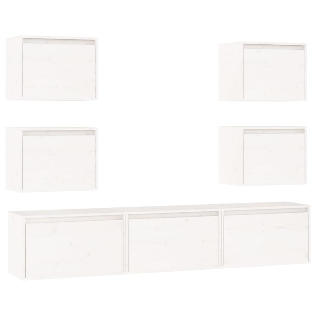 Meubles TV 7 pièces en pin massif blanc
