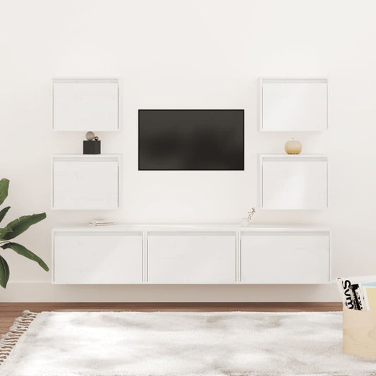 Meubles TV 7 pièces en pin massif blanc