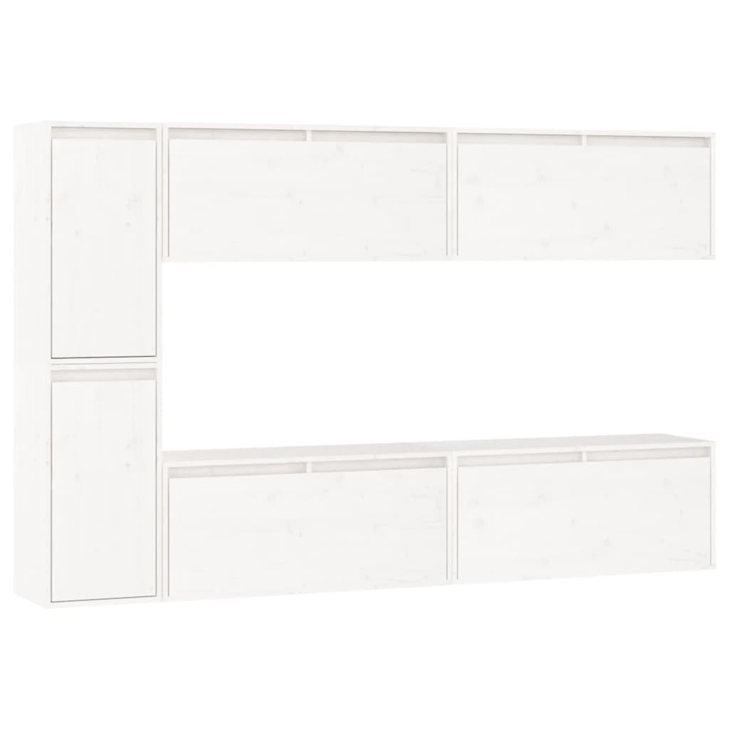 Meubles TV 6 pièces en pin massif blanc