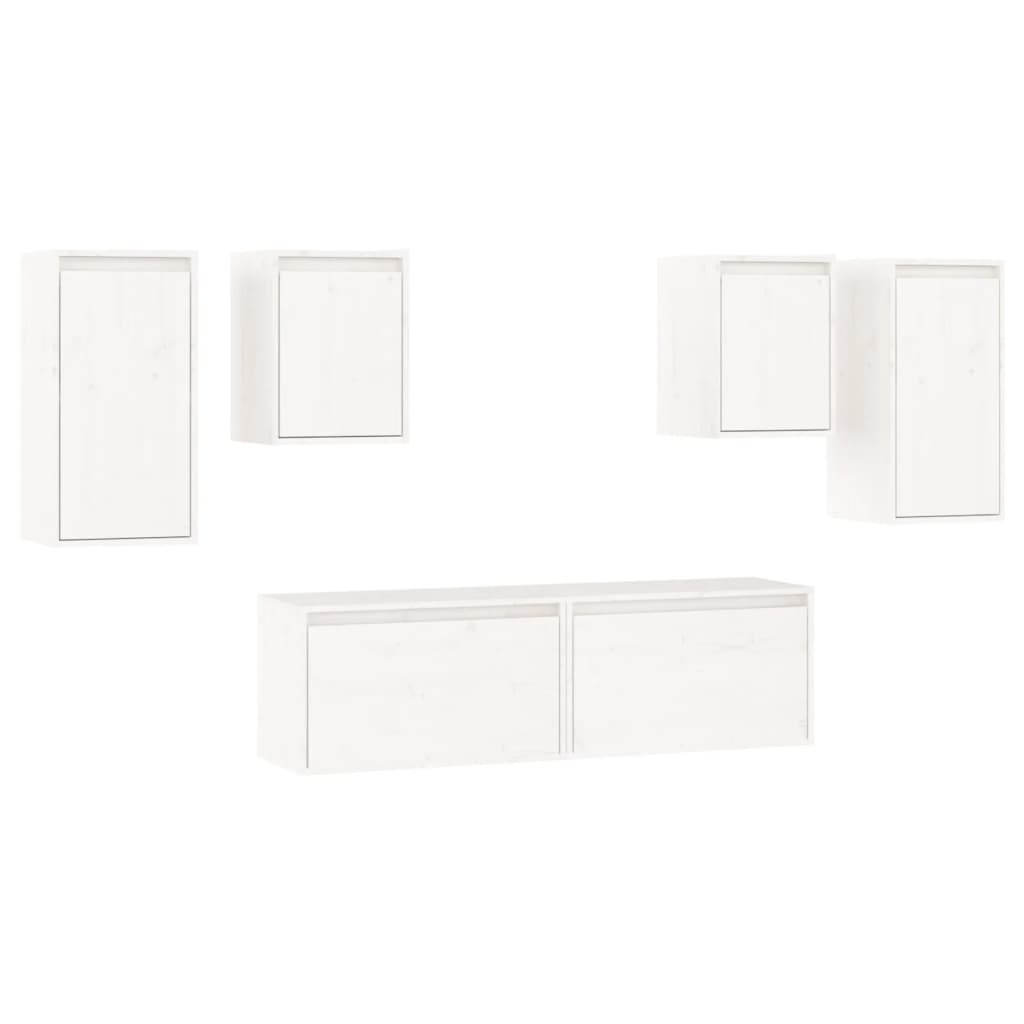 Meubles TV 6 pièces en pin massif blanc
