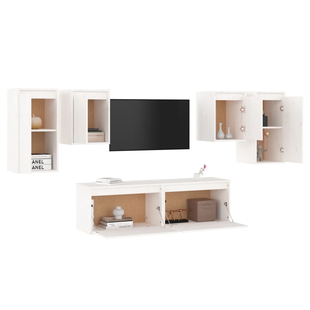 Meubles TV 6 pièces en pin massif blanc