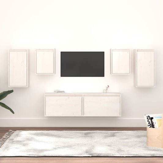 Meubles TV 6 pièces en pin massif blanc