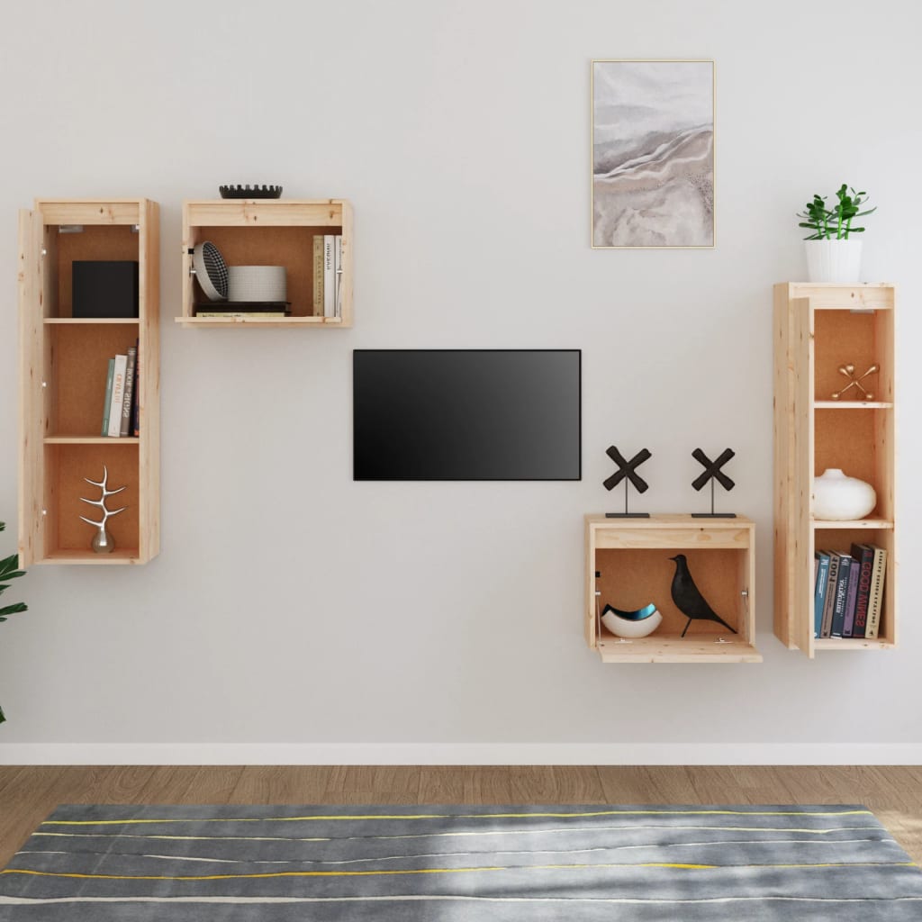 Meubles TV 4 pièces en pin massif
