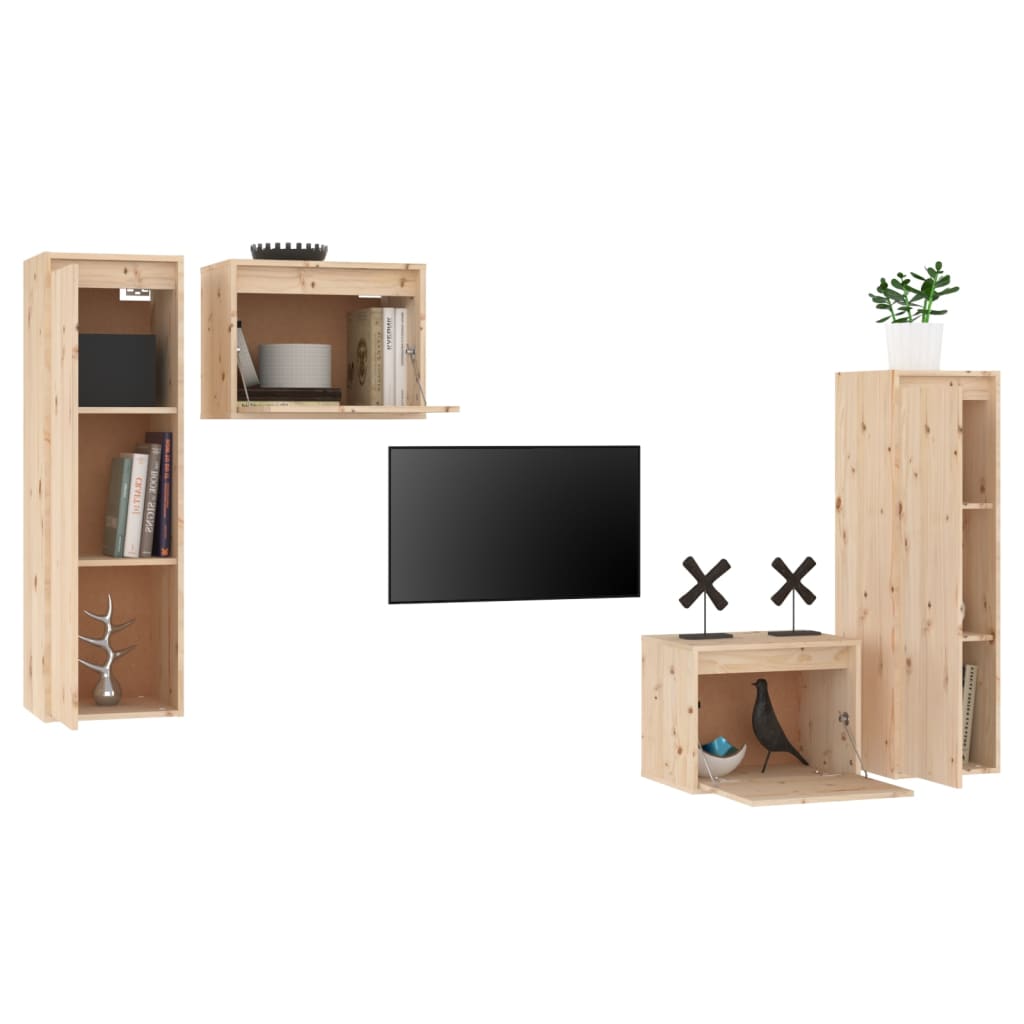 Meubles TV 4 pièces en pin massif