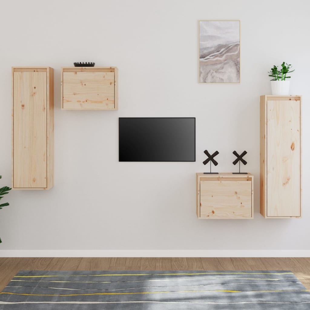 Meubles TV 4 pièces en pin massif