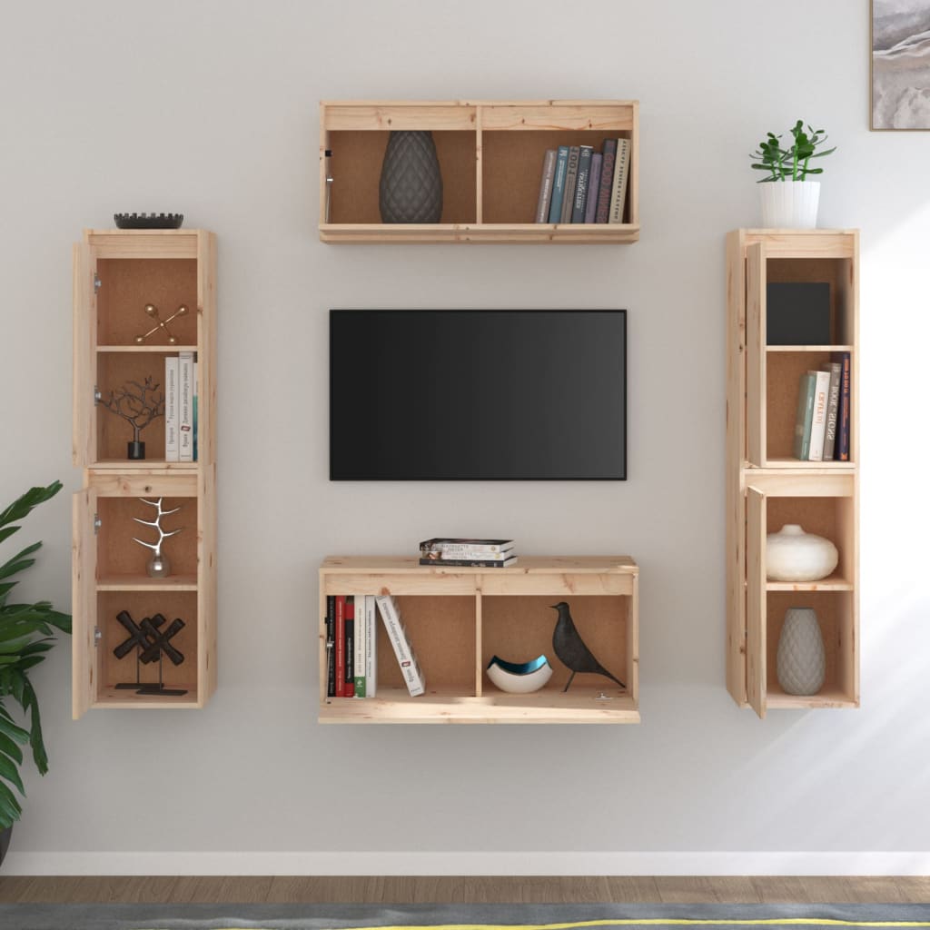 Meubles TV 6 pièces en pin massif