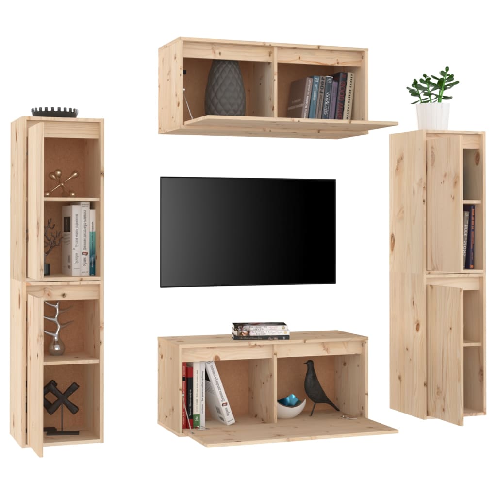 Meubles TV 6 pièces en pin massif