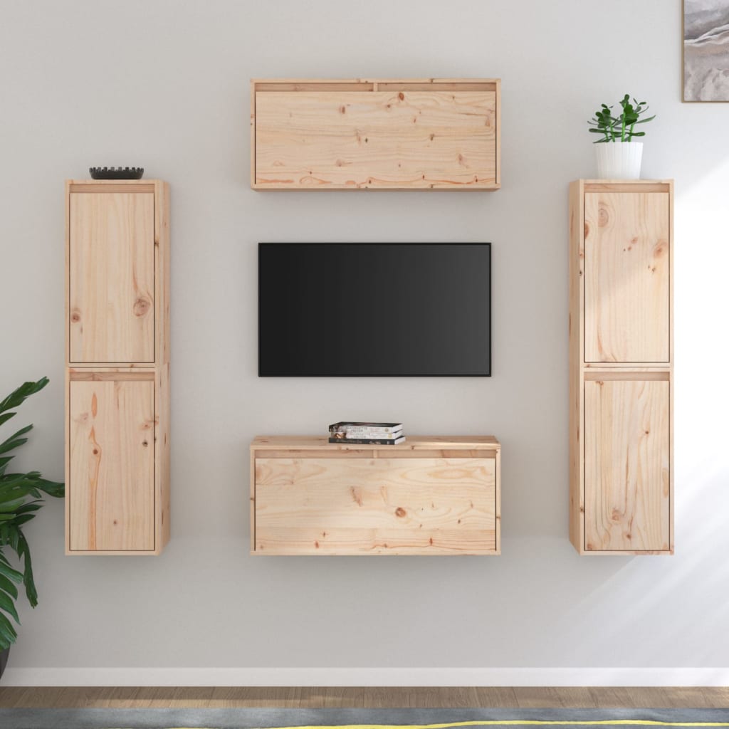 Meubles TV 6 pièces en pin massif