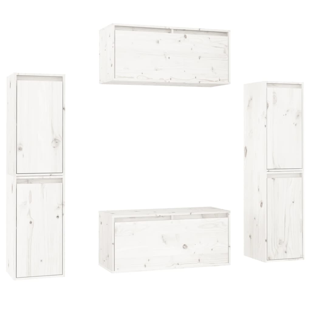 Meubles TV 6 pièces en pin massif blanc