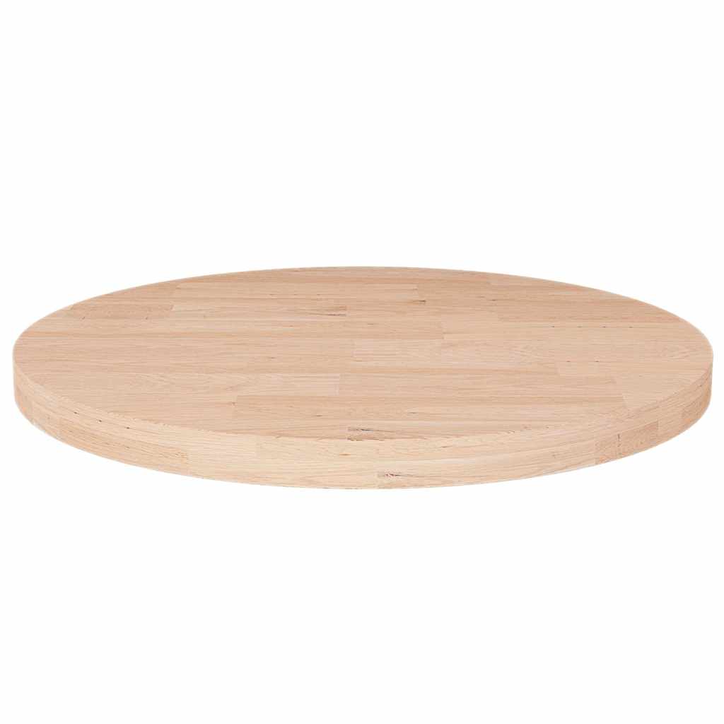 Runde Tischplatte Ø40x2,5 cm Unbehandeltes Massivholz Eiche