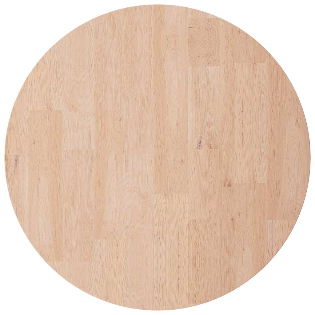 Runde Tischplatte Ø40x4 cm Unbehandeltes Massivholz Eiche