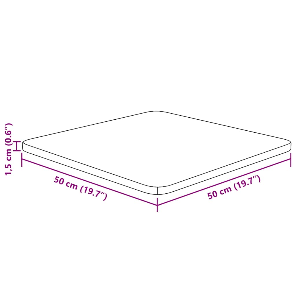 Tischplatte Quadratisch Dunkelbraun 50x50x1,5cm Eiche Behandelt
