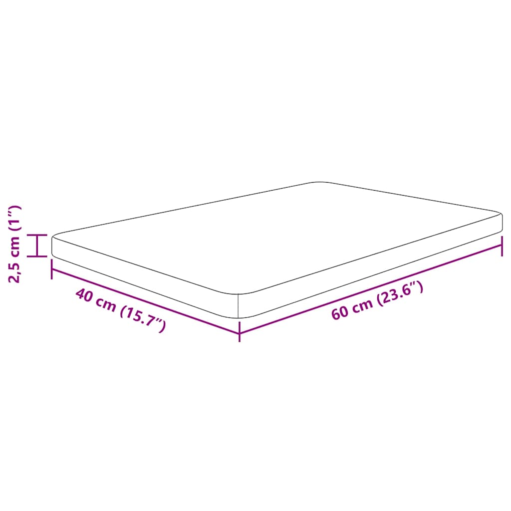 Waschtischplatte Hellbraun 60x40x2,5 cm Massivholz Behandelt